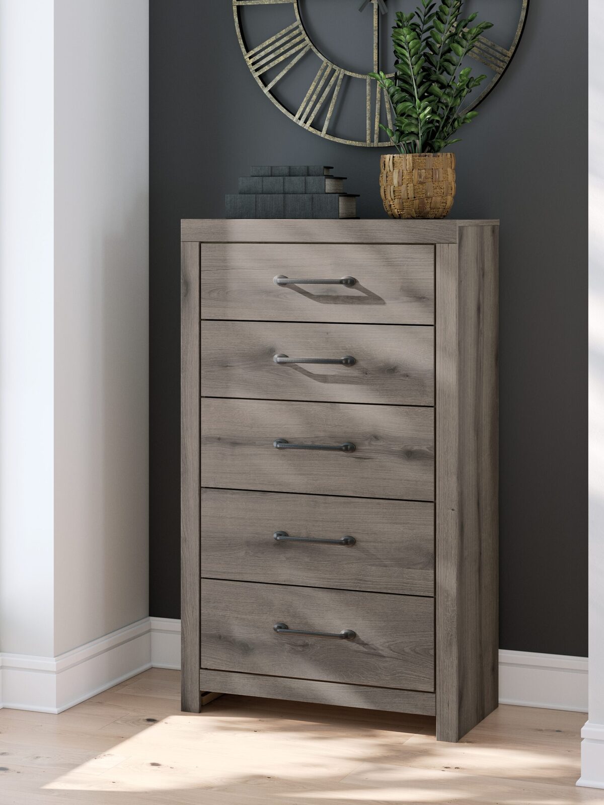 Graystorm - Five Drawer Chest - Brown Gray - Image 2