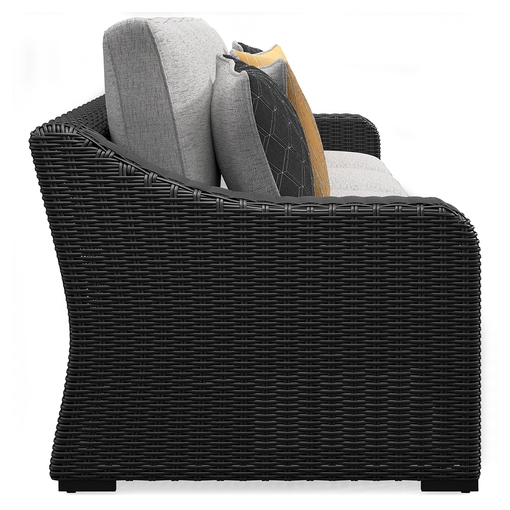 Beachcroft - 2-Piece Outdoor Loveseat with Cushion - Black / Light Gray - Image 7