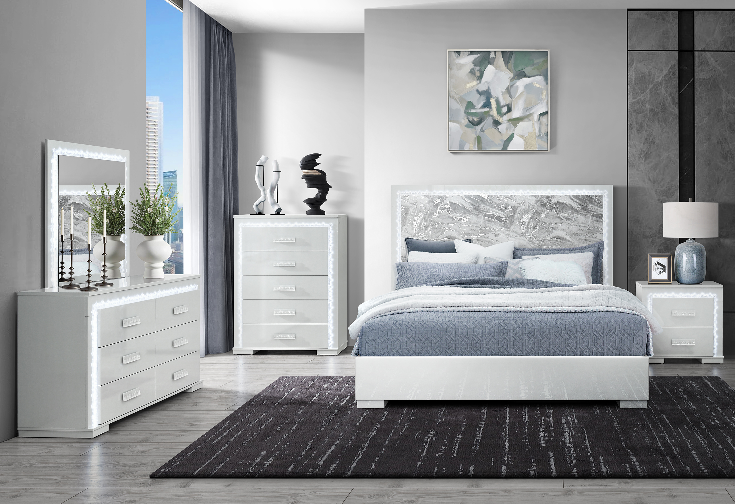 Naomi - 5 Piece Bedroom Set - Silver - Image 14