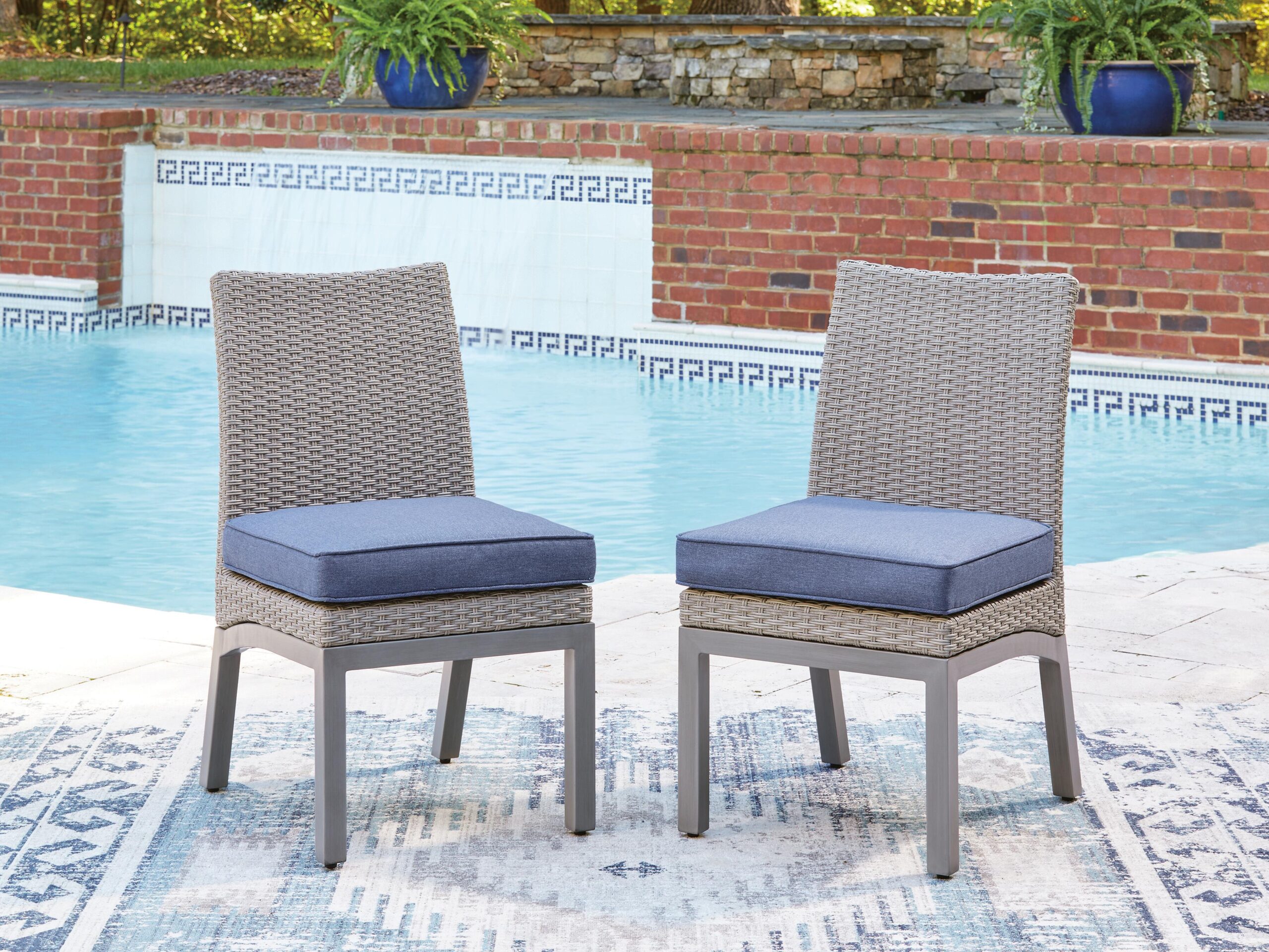 Half Moon Beach - Side Chair With Cushion (Set of 2) - Blue / Gray - Image 2