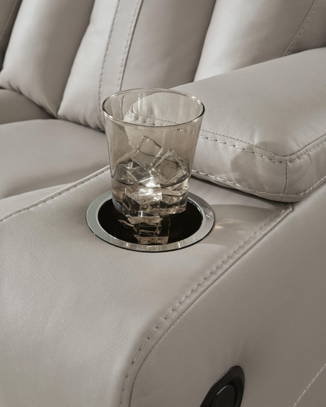 Elevate Edges - Reclining Sofa With Drop Down Table - Coin - Image 9