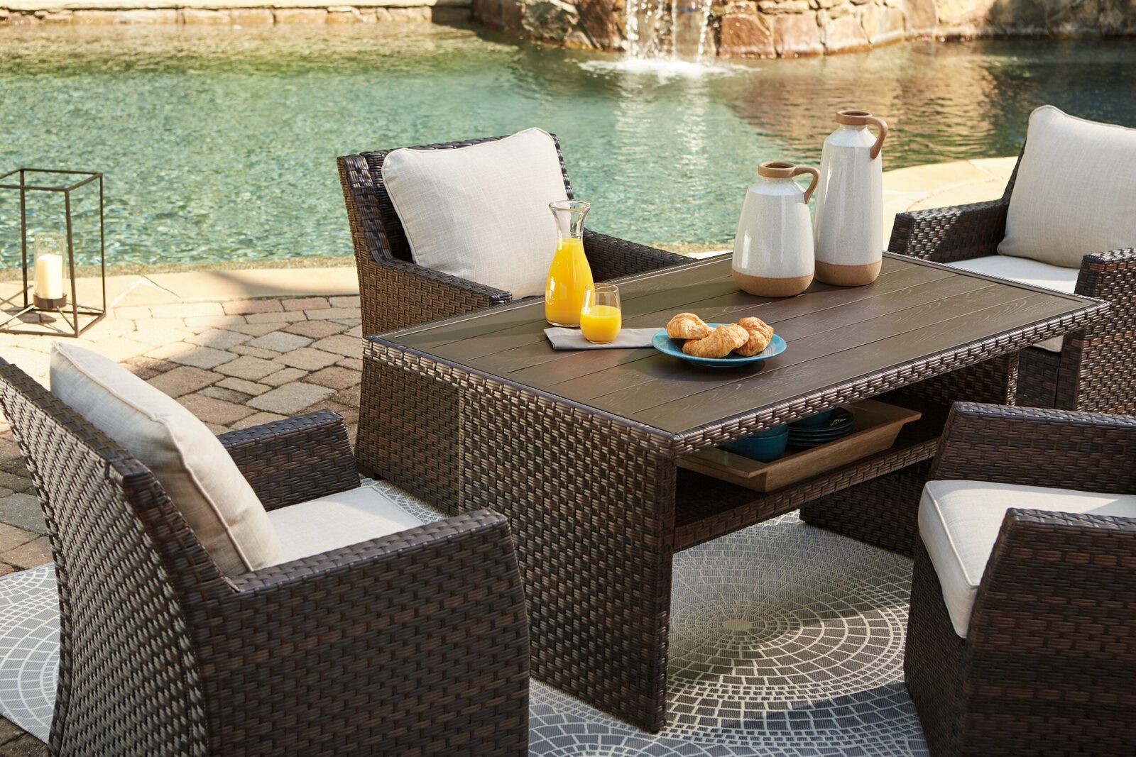 Easy Isle - RECT Multi-Use Table - Dark Brown / Beige - Image 2