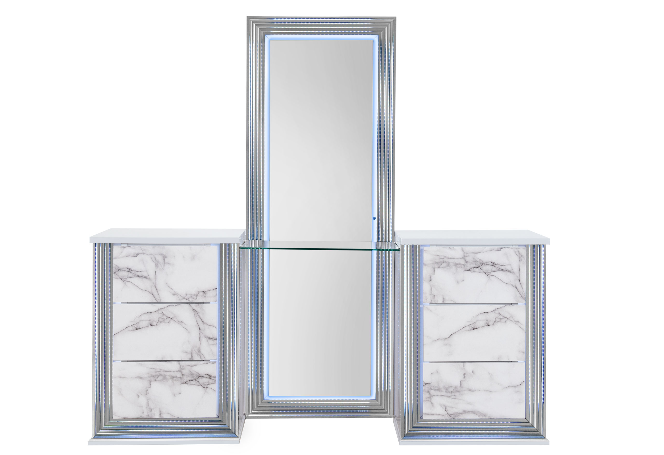 Ylime - Marble Vanity Stool - Light Gray / White - Image 3