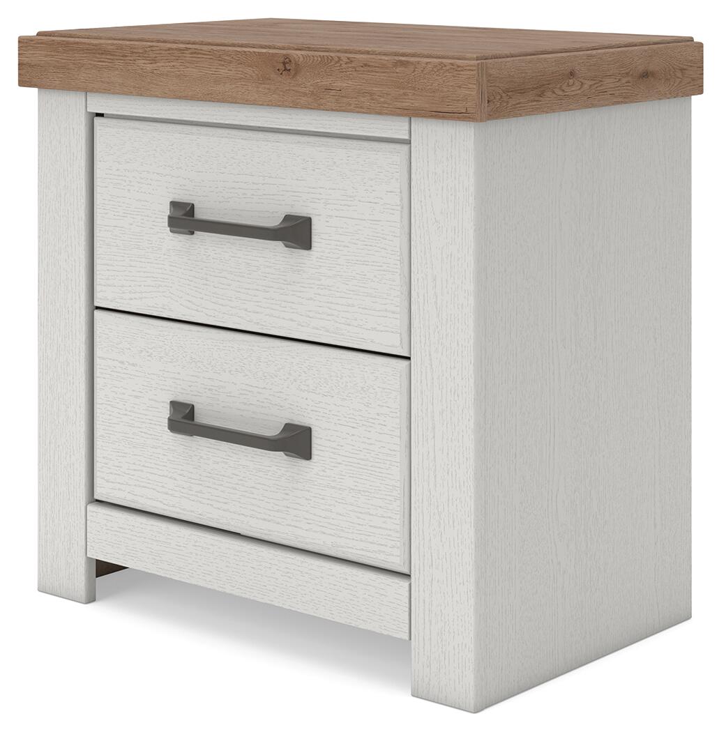 Savonport - Two Drawer Night Stand - White / Brown - Image 6