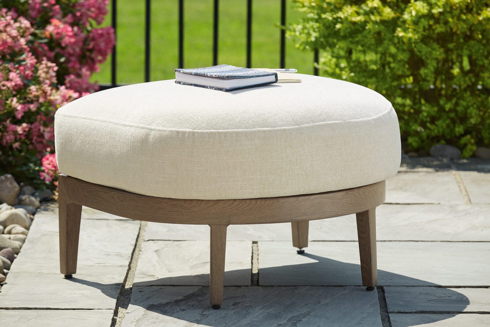 Serene Bay - Ottoman With Cushion - Dark Brown / White - Image 2
