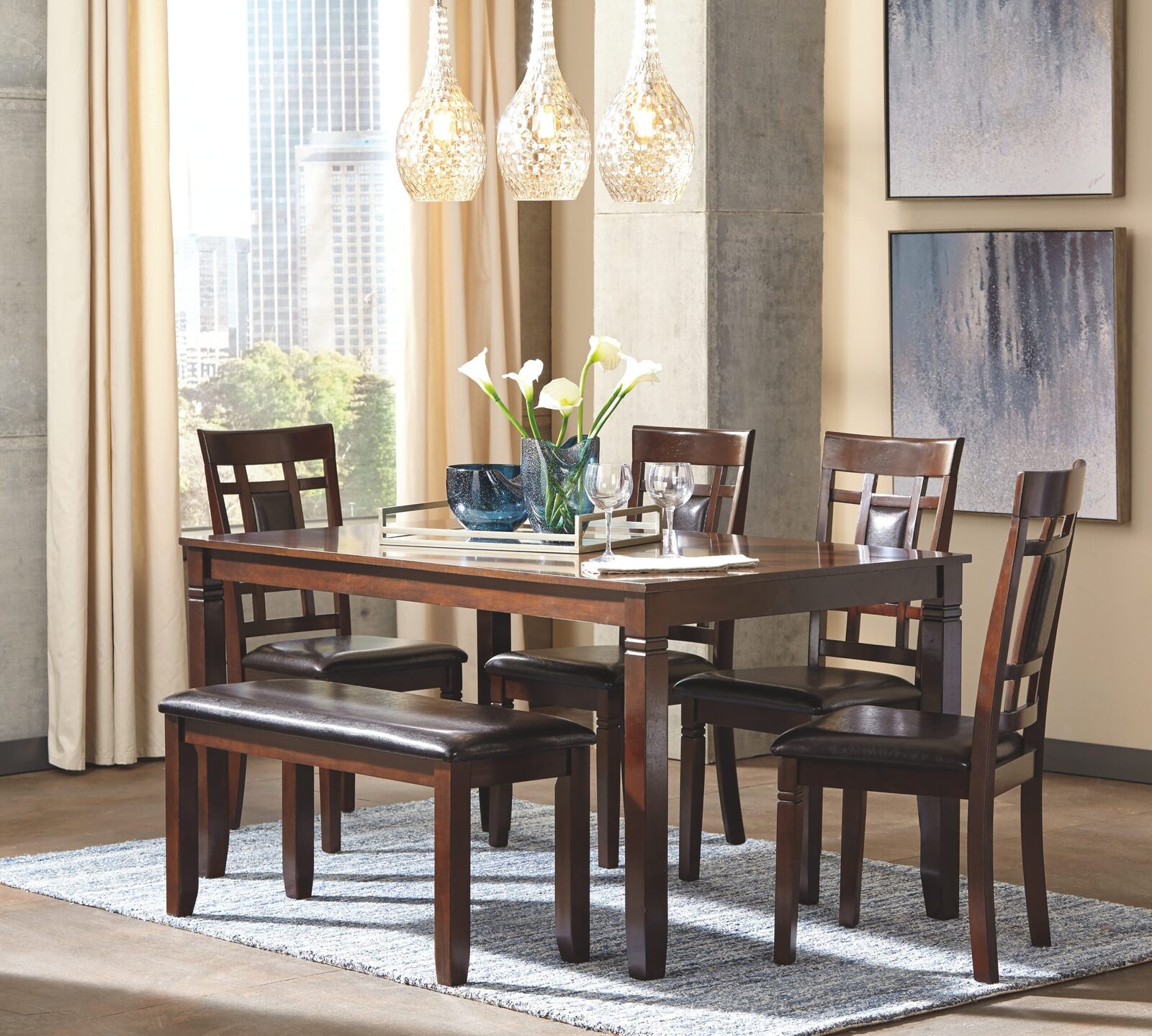 Bennox - Dining Room Table Set (Set of 6) - Brown - Image 4