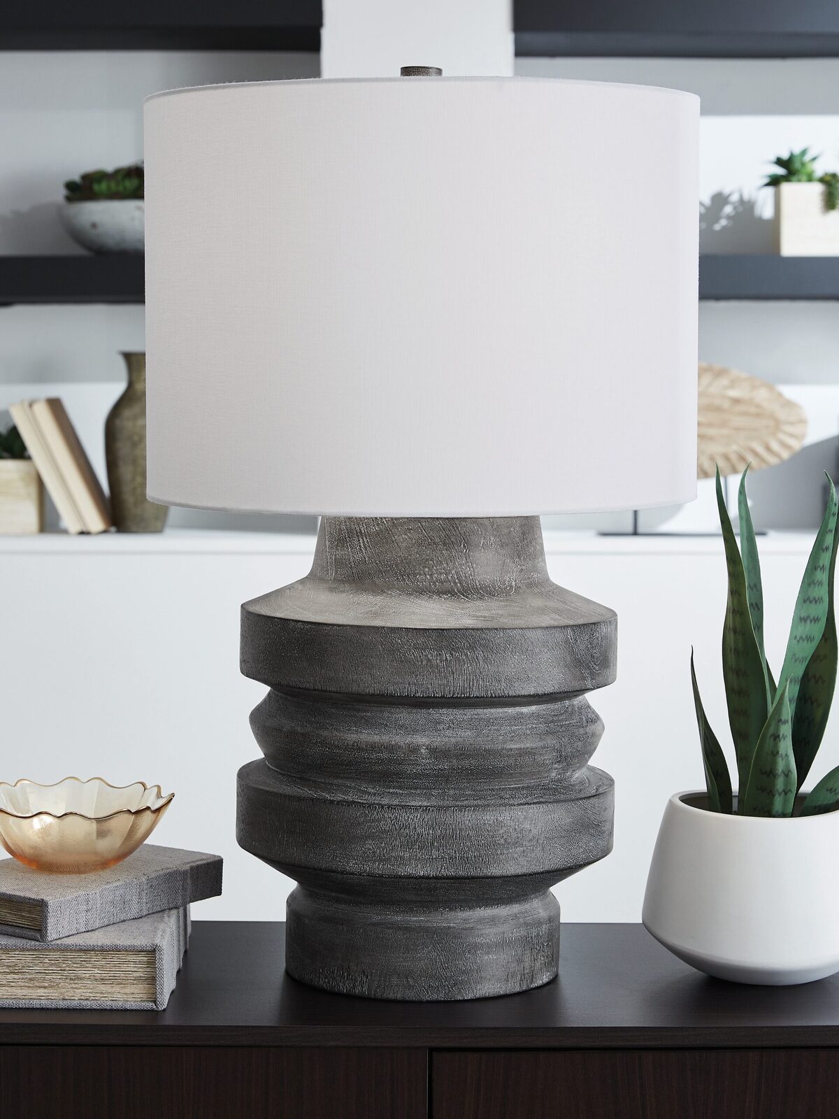 Wahida - Poly Table Lamp - Distressed Black - Image 2