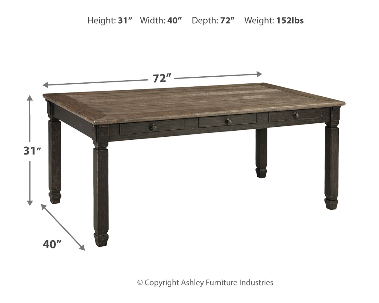 Tyler Creek - Rectangular Dining Room Table - Black / Gray - Image 3