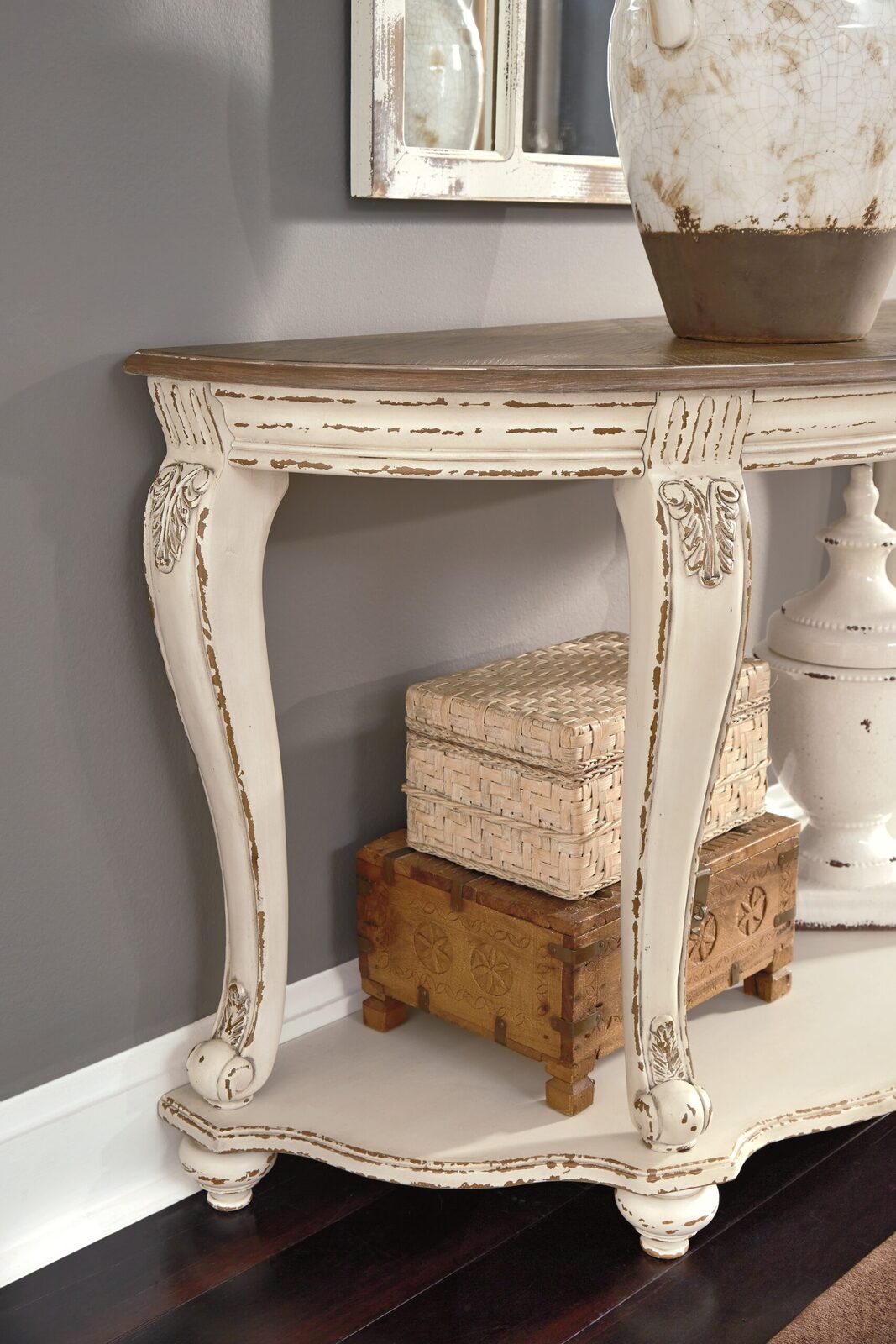Realyn - Sofa Table - White / Brown - Image 7