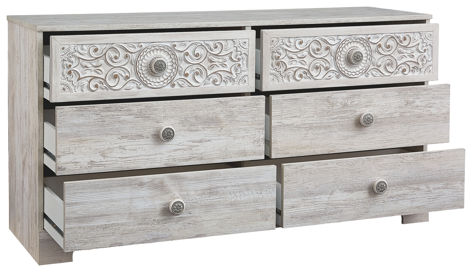 Paxberry - Six Drawer Dresser - Vinyl-Wrapped - Whitewash - Image 4