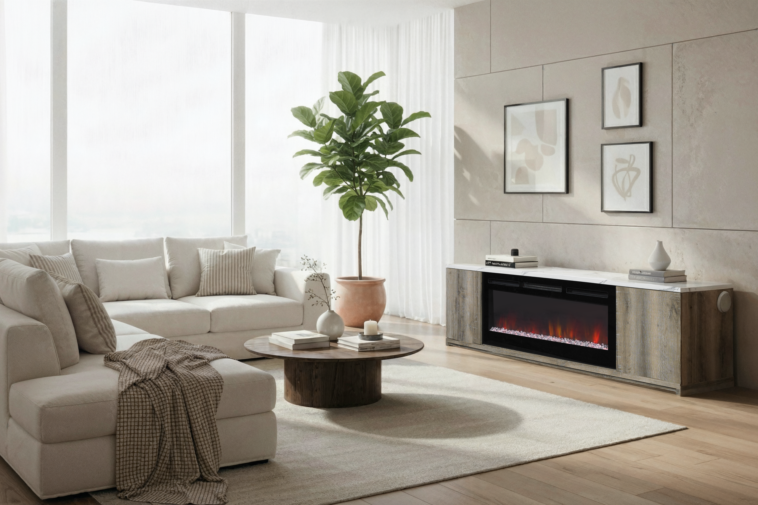 Maya - 71" Entertainment Unit With Speaker - Natural - Image 2