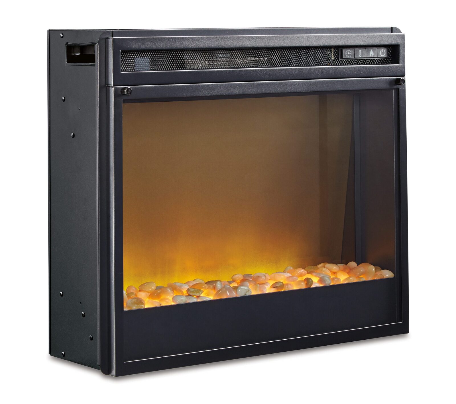Entertainment Accessories - Fireplace Insert Glass/Stone - Black - Image 6