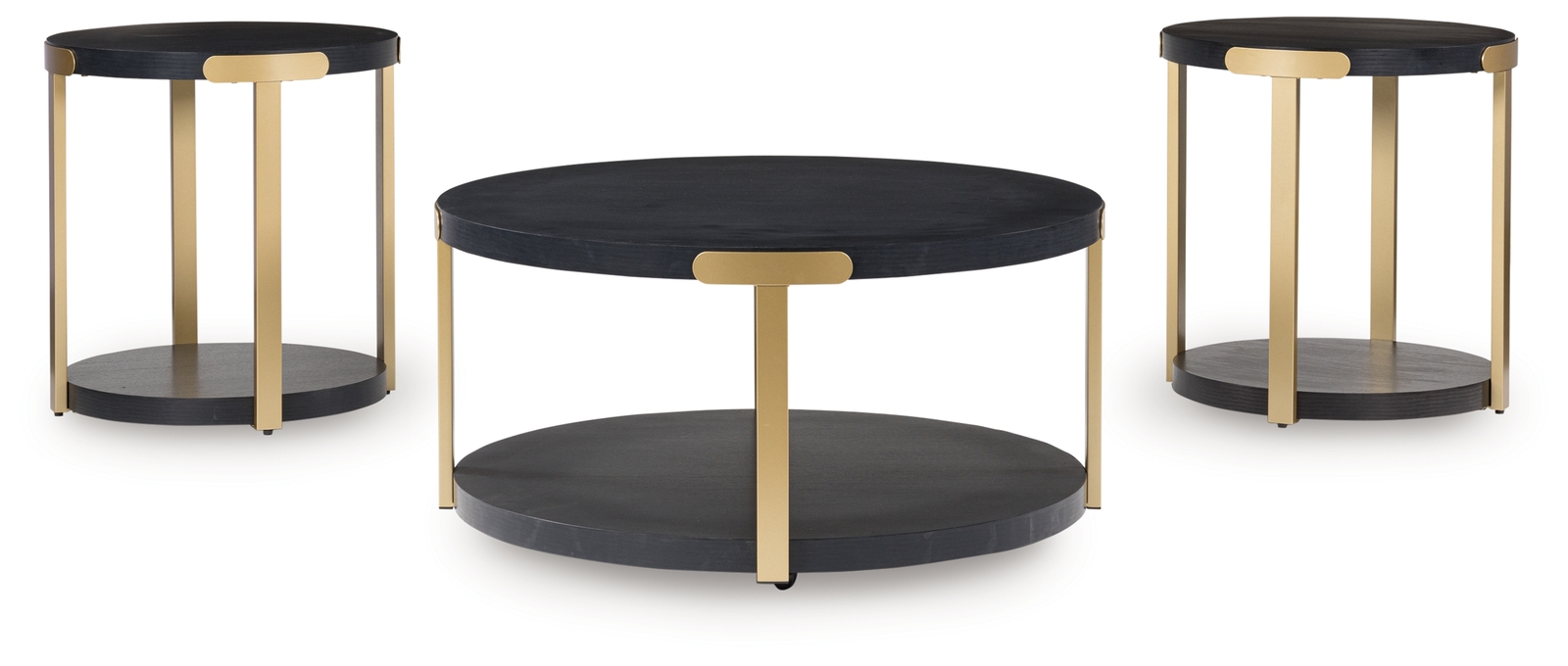 Shylore - Occasional Table Set (Set of 3) - Black / Brass Finish - Image 3