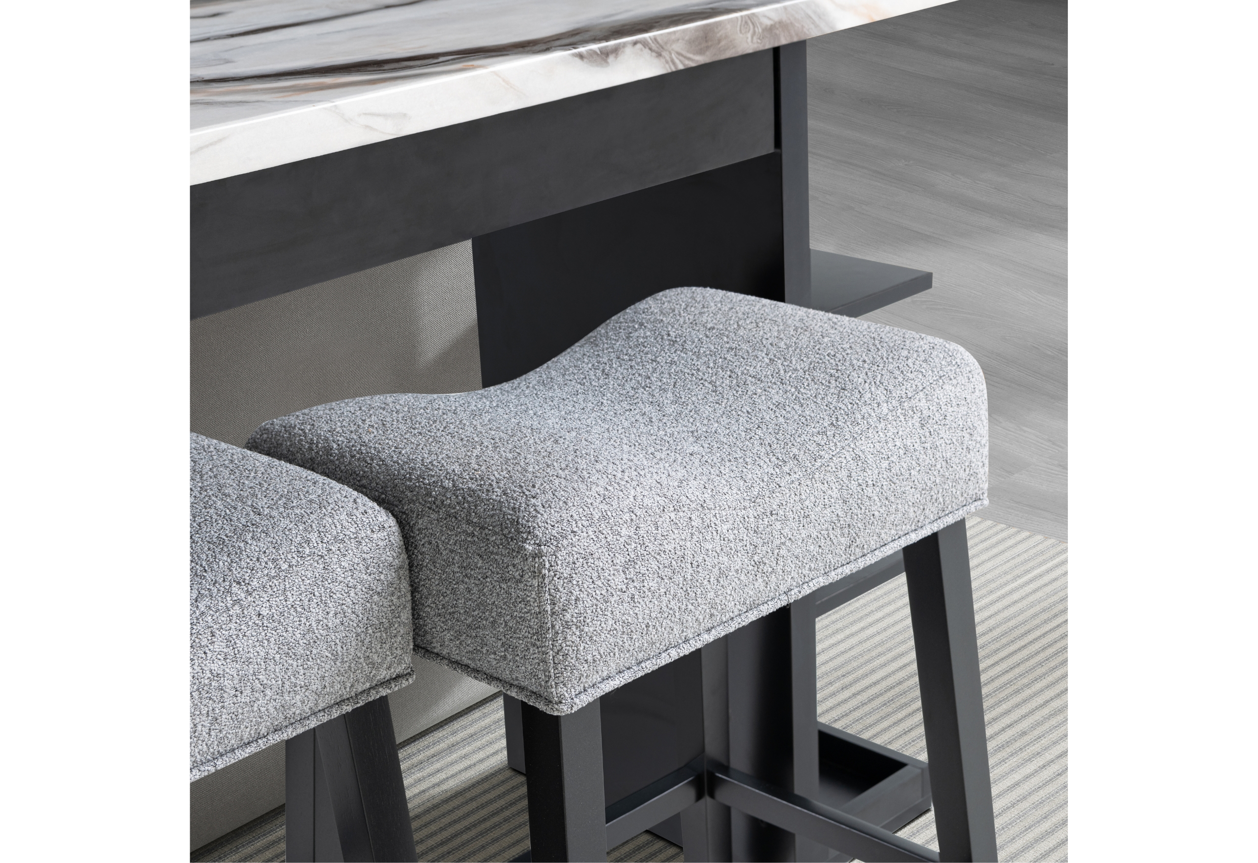 D3232 - 3 Piece Living Room Set (Console Sofa Table & 2 Stools) - Light Gray - Image 2