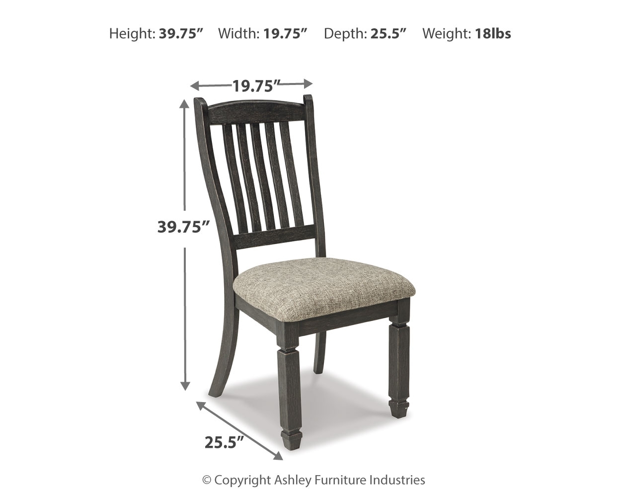 Tyler Creek - Dining UPH Side Chair (Set of 2) - Slatback - Black / Grayish Brown - Image 5