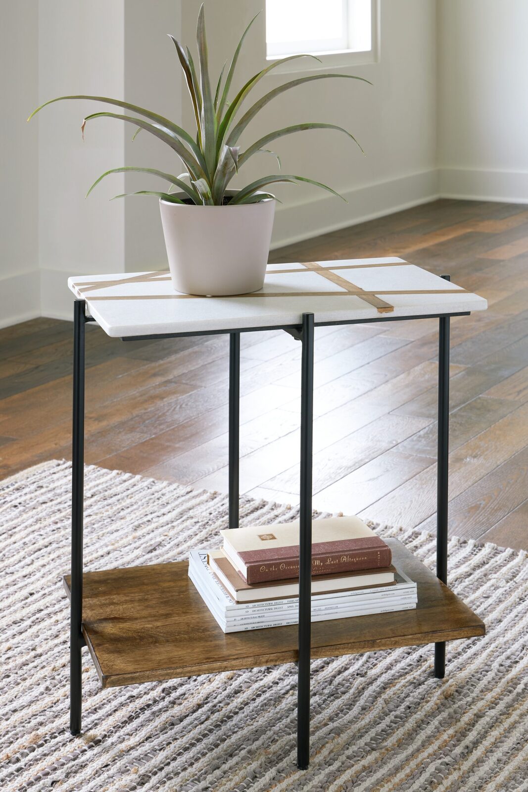 Braxmore - Accent Table - White / Light Brown - Image 2