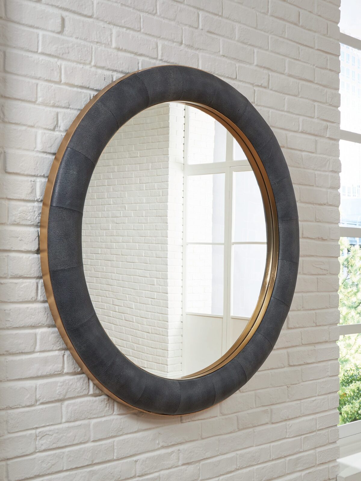 Corinsworth - Accent Mirror - Charcoal / Brass Finish - Image 2