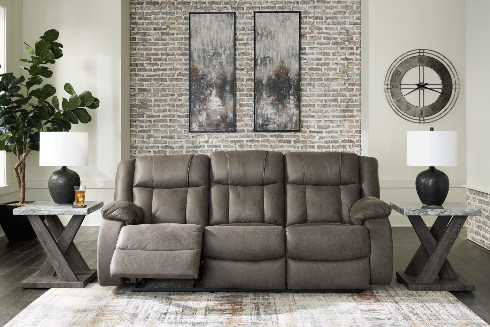 First Base - Reclining Sofa - Gunmetal - Image 7