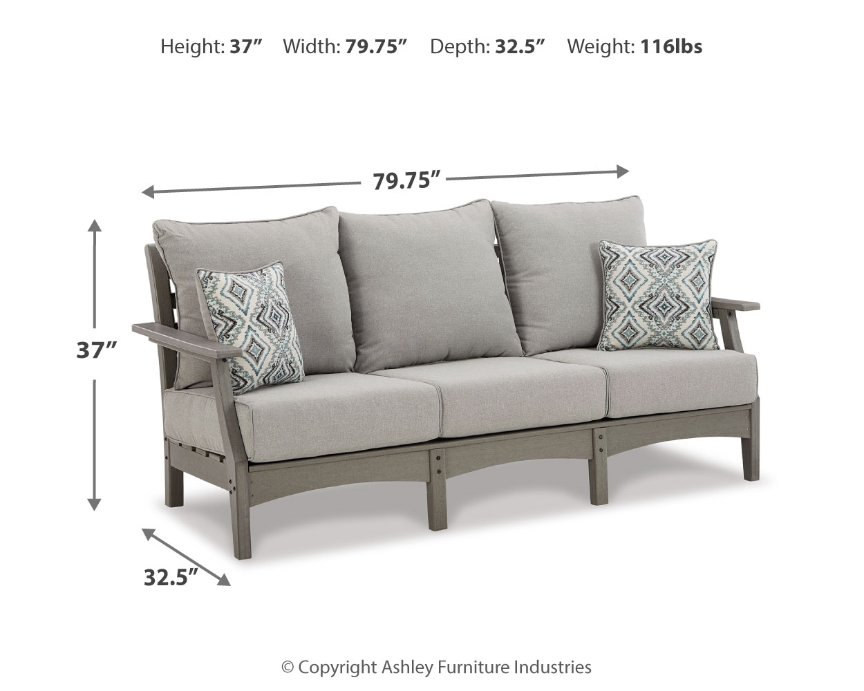 Visola - Sofa with Cushion - Gray - Image 4