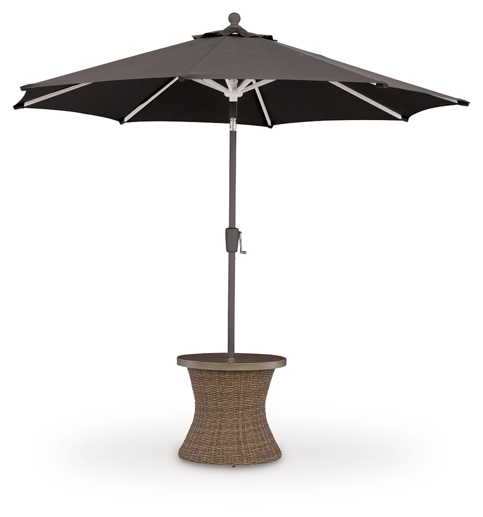 Laguna Heights - Round End Table With Umbrella Option - Beige - Image 3
