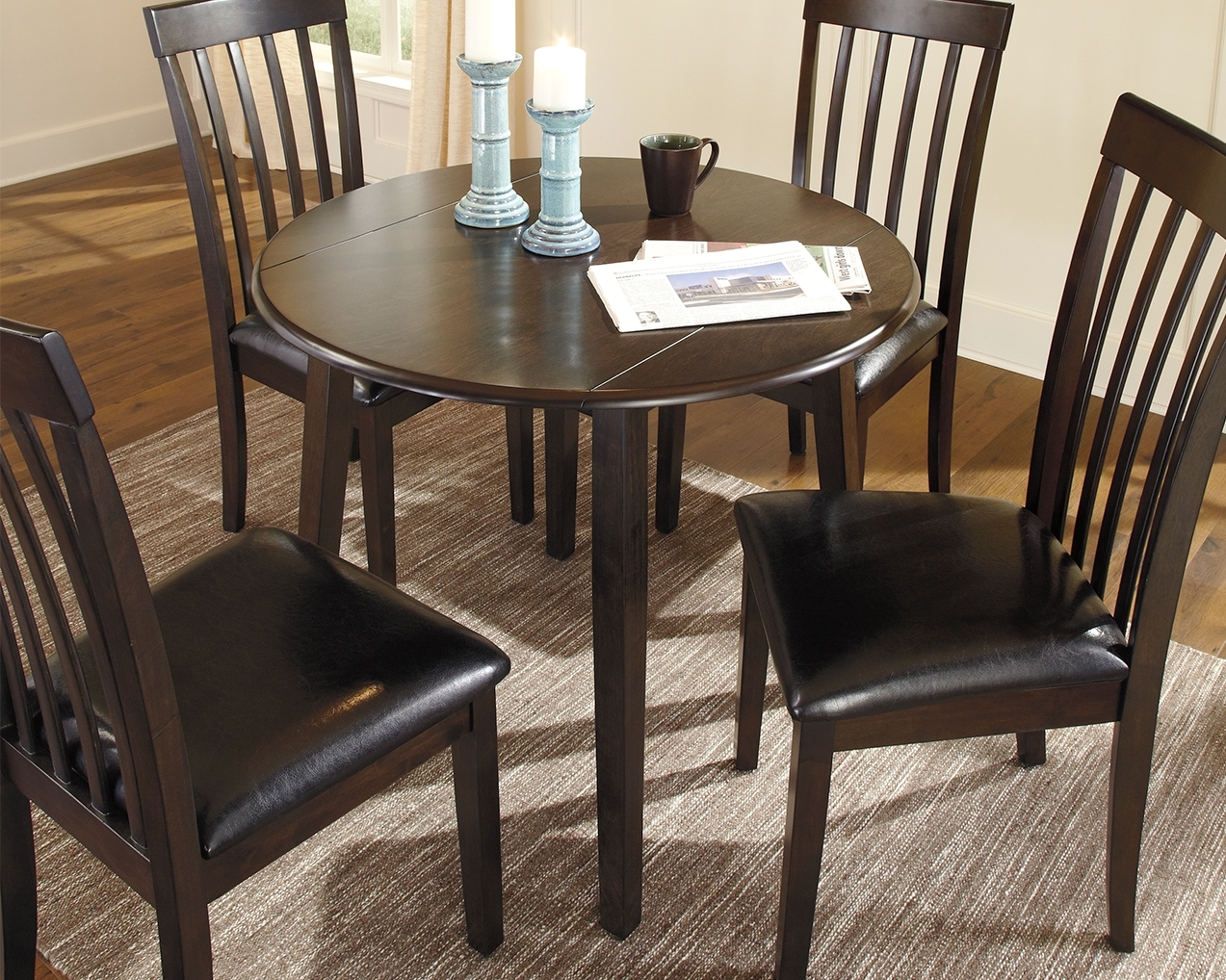 Hammis - Round DRM Drop Leaf Table - Dark Brown - Image 2