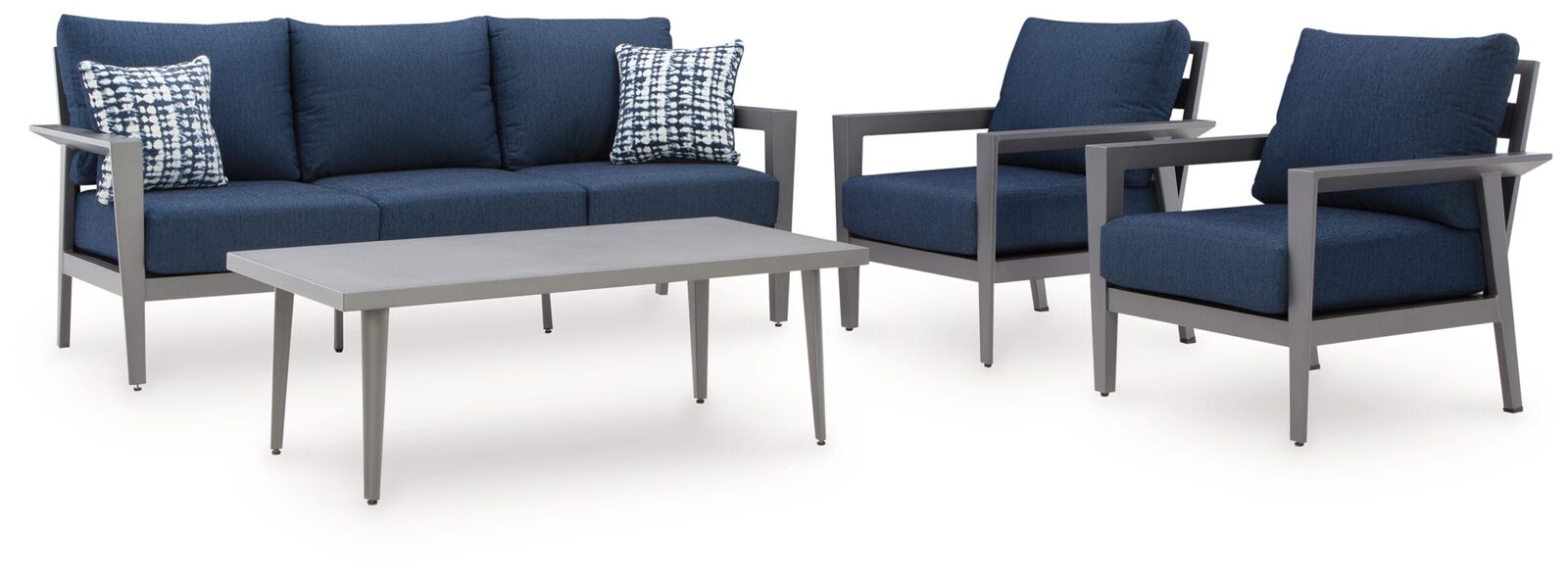 Gali - Sofa / Chairs / Table Set (Set of 4) - Gray / Blue - Image 3