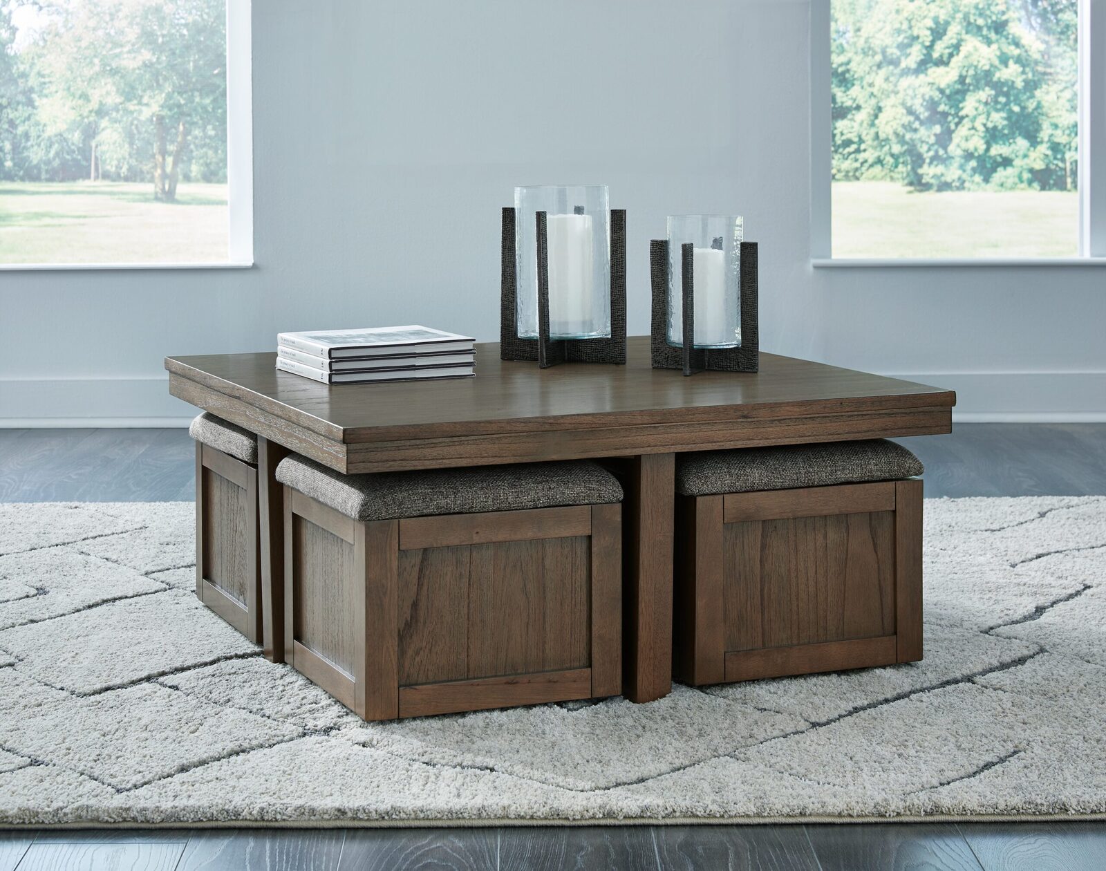 Boardernest - Cocktail Table With 4 Stools (Set of 5) - Brown - Image 2