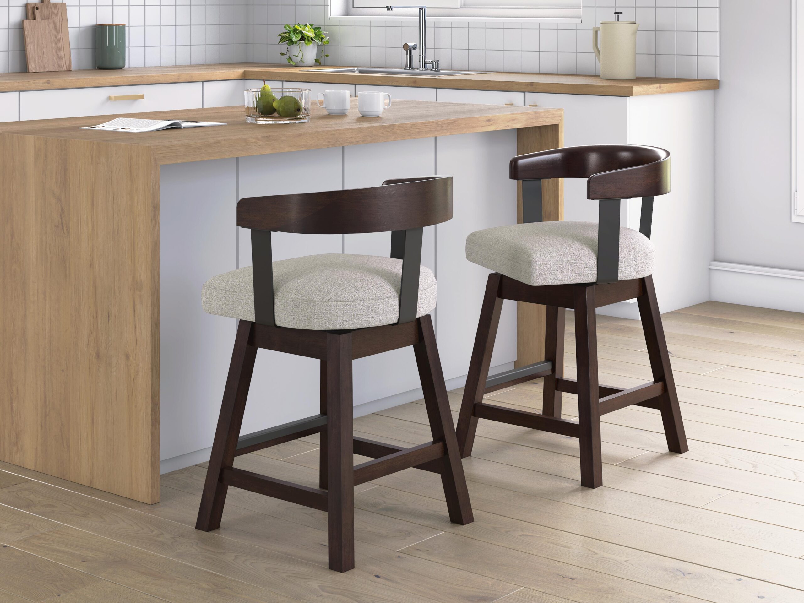 Haddigan - Upholstered Swivel Barstool (Set of 2) - Dark Brown - Image 2