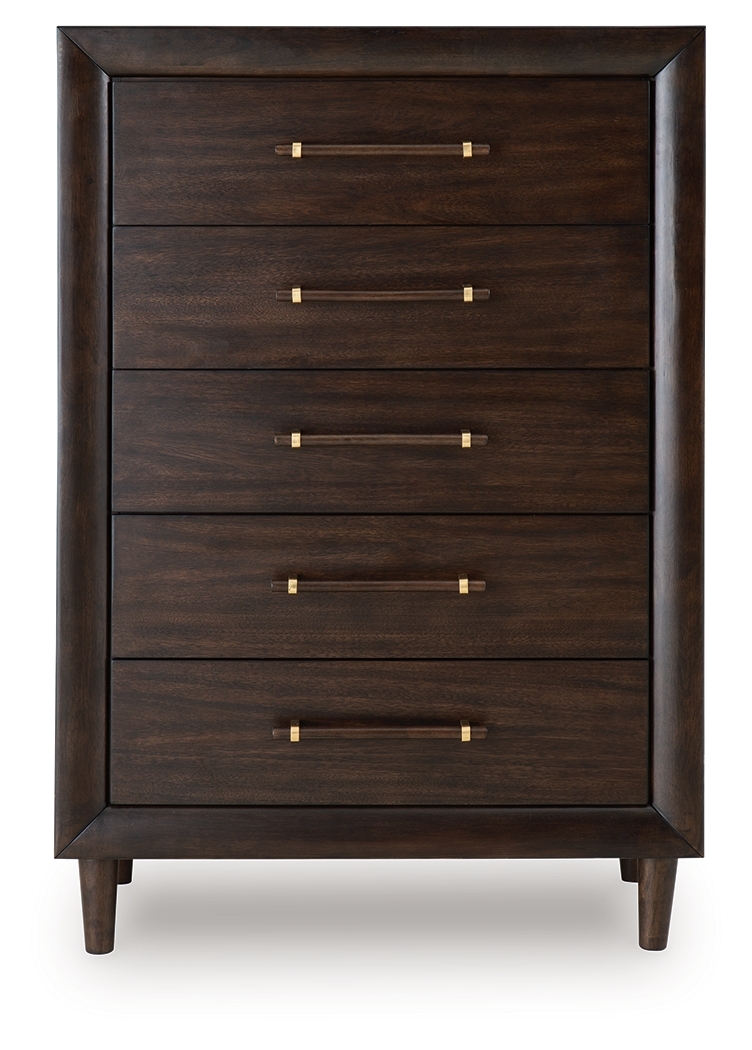 Dantenton - Five Drawer Chest - Merlot - Image 4