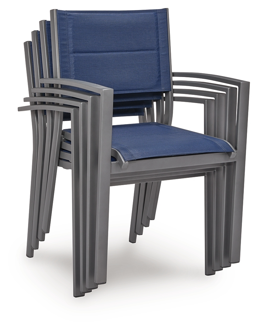 Rocky Creek - Sling Arm Chair (Set of 4) - Blue / Gray - Image 3