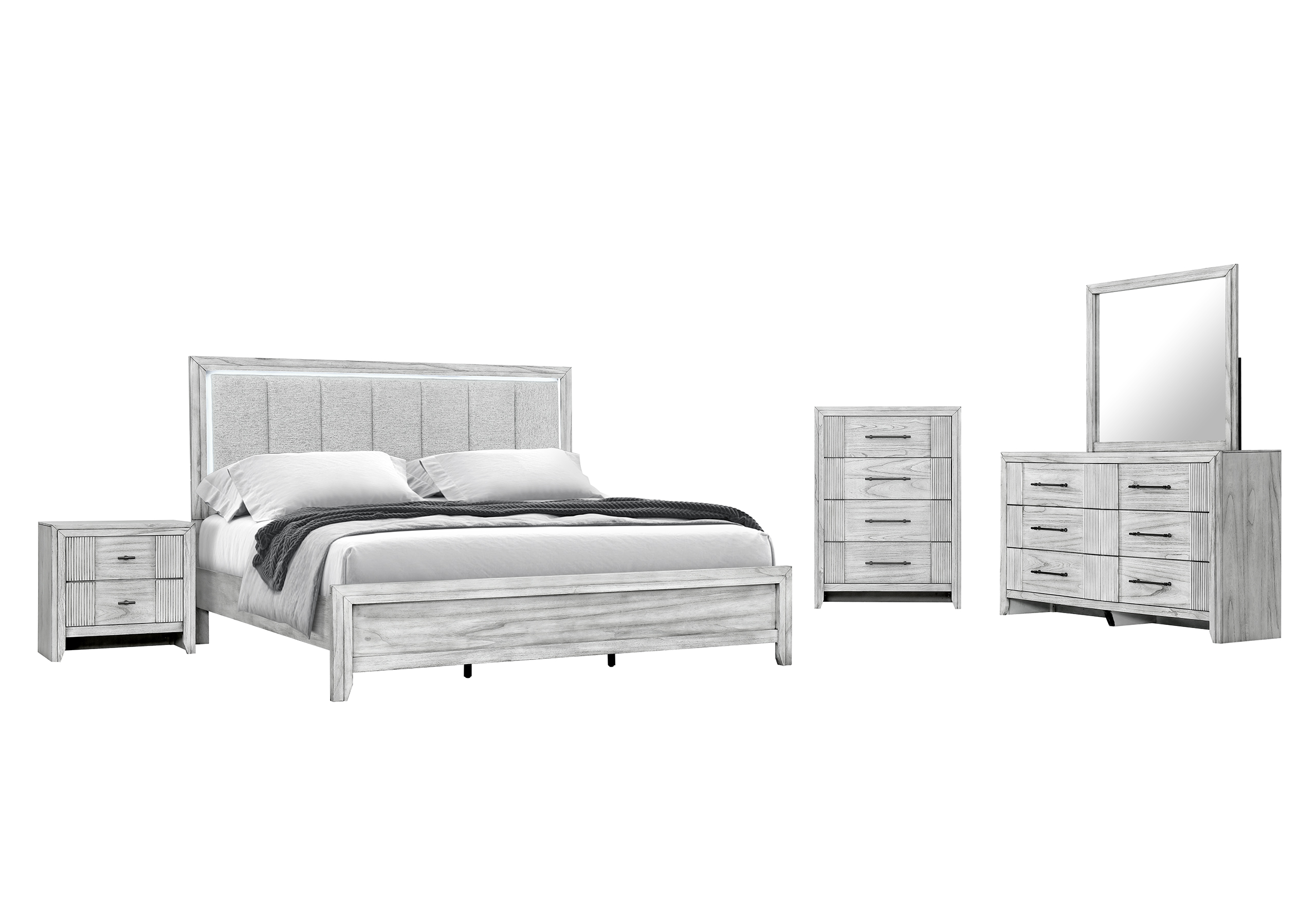 Elsie - Bed With LED - Light Gray - Image 5