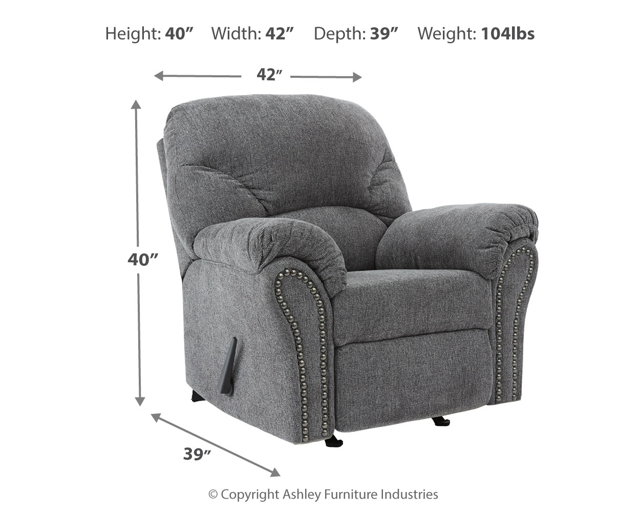 Allmaxx - Rocker Recliner - Pewter - Image 4
