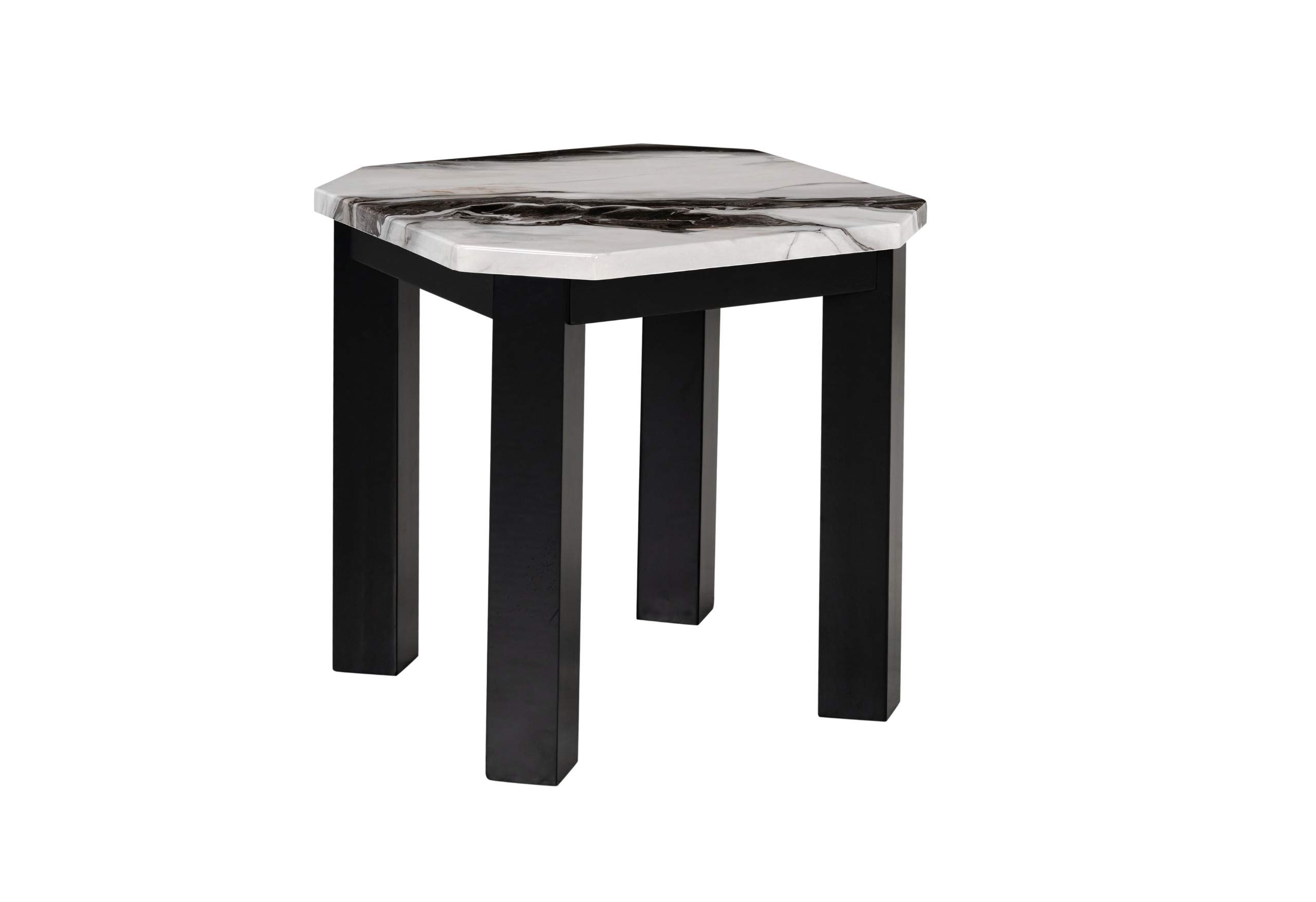 T06 - Coffee Table With 2 End Tables - Black / White - Image 4