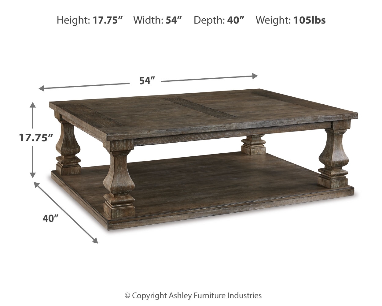 Johnelle - Rectangular Cocktail Table - Gray - Image 4