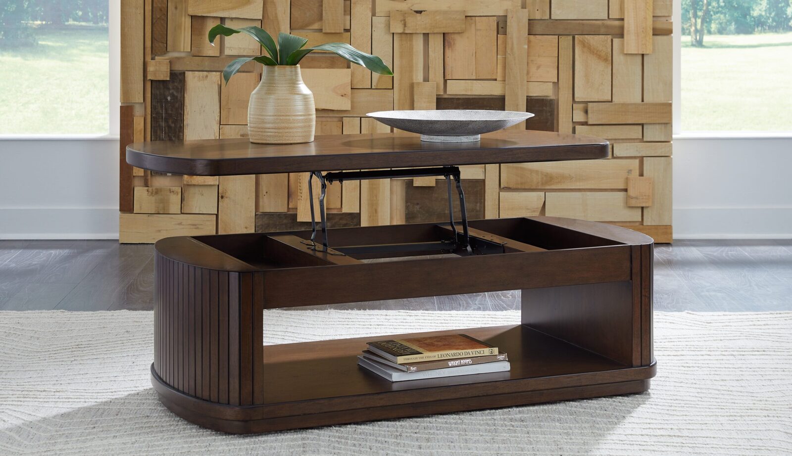 Korestone - Lift Top Cocktail Table - Dark Brown - Image 7