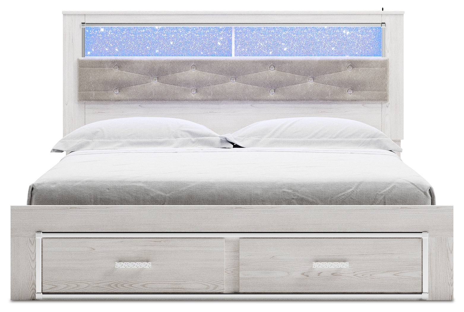 Altyra - King Upholstered Bookcase Bed With Storage - White - Image 4