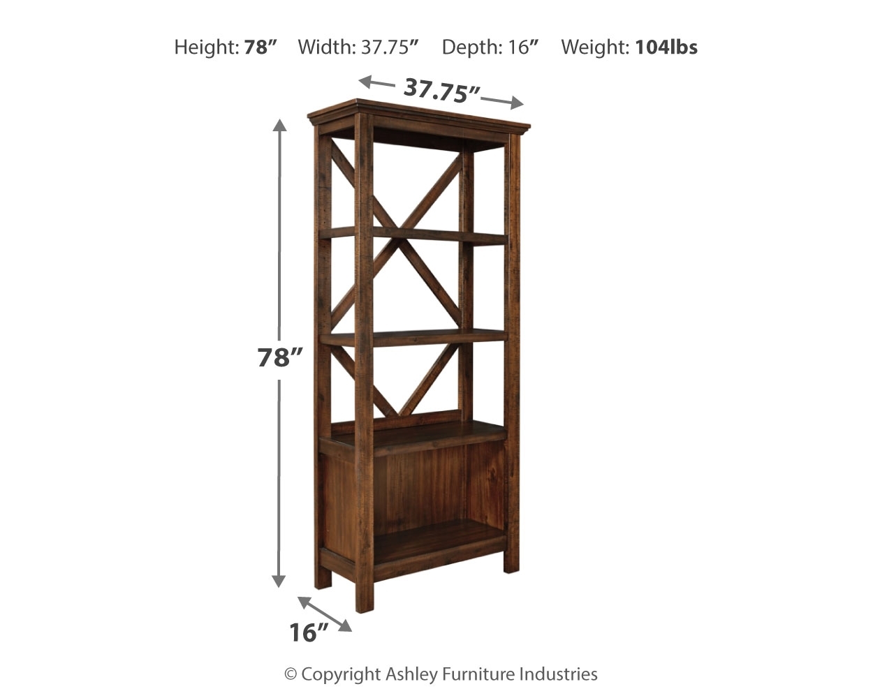 Baldridge - Large Bookcase - Rustic Brown - Image 4
