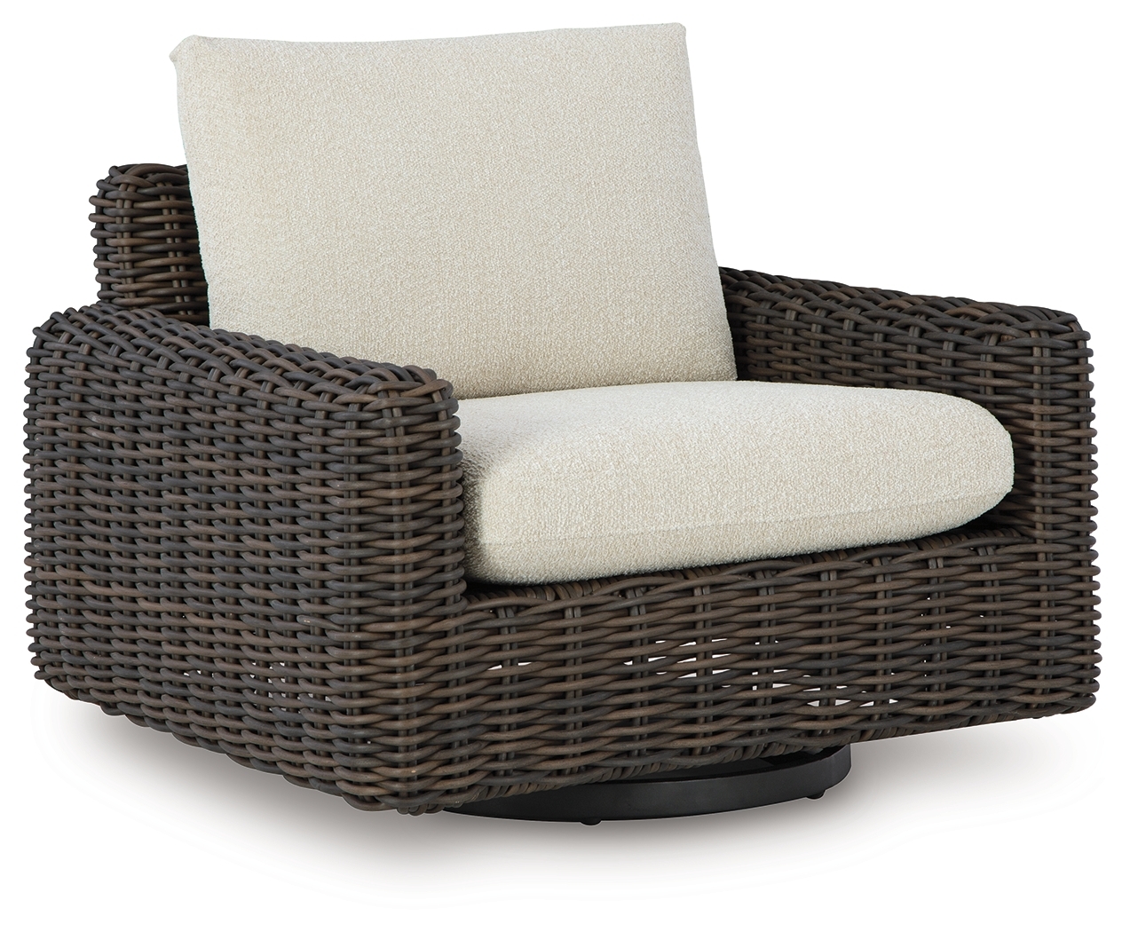 Kimora - 7 Pc. - 4-Piece Outdoor Sectional, Swivel Glider Lounge, Cocktail Table, End Table - Beige / Dark Brown - Image 5