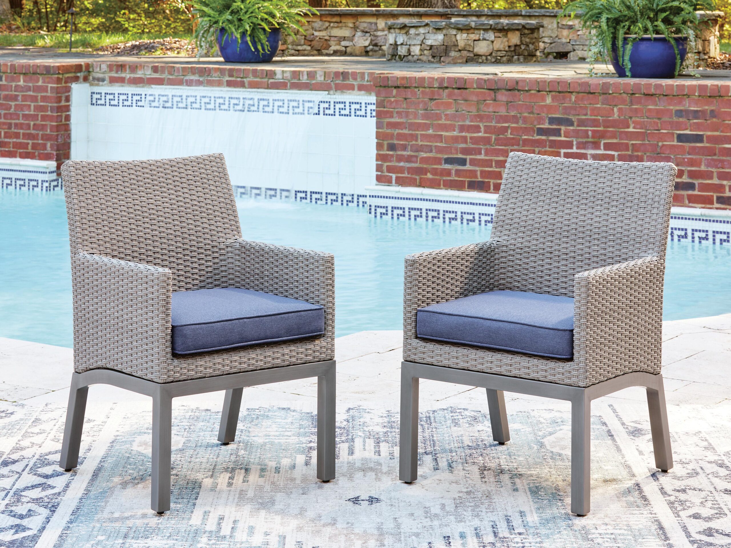 Half Moon Beach - Arm Chair With Cushion (Set of 2) - Blue / Gray - Image 2