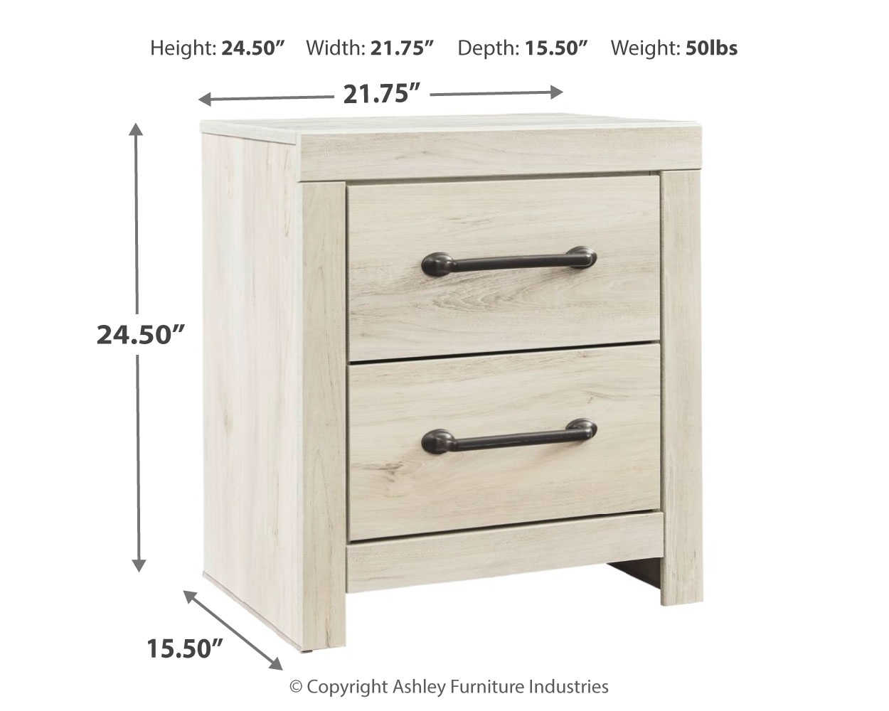 Cambeck - Two Drawer Night Stand - Whitewash - Image 4