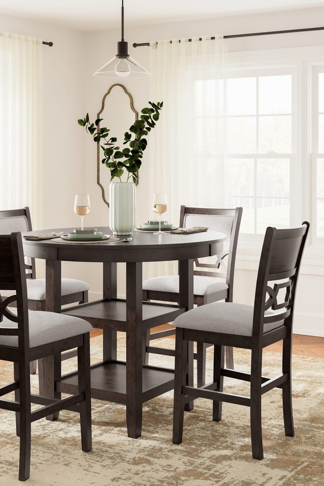 Langwest - Dining Room Counter Table Set (Set of 5) - Brown - Image 5