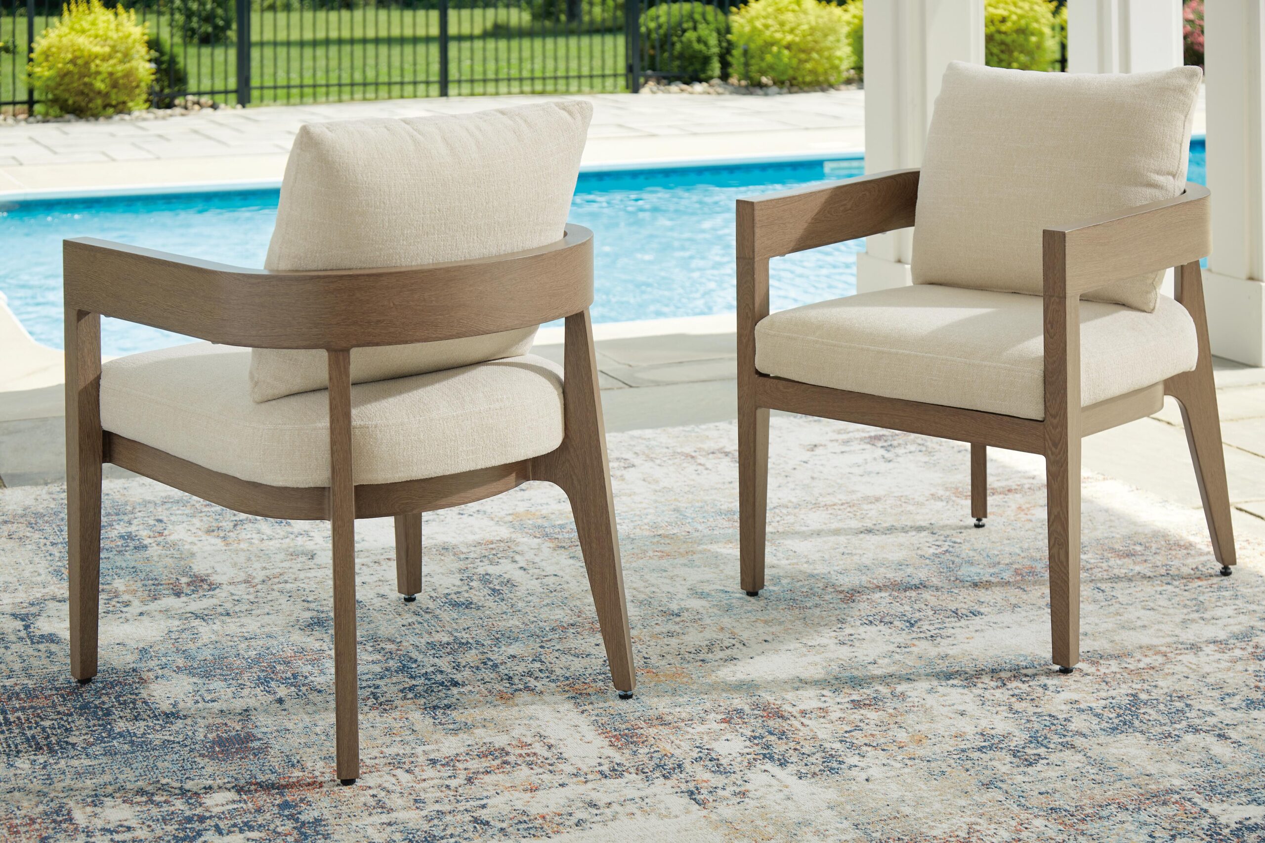 Serene Bay - Arm Chair With Cushion (Set of 2) - Dark Brown / White - Image 2