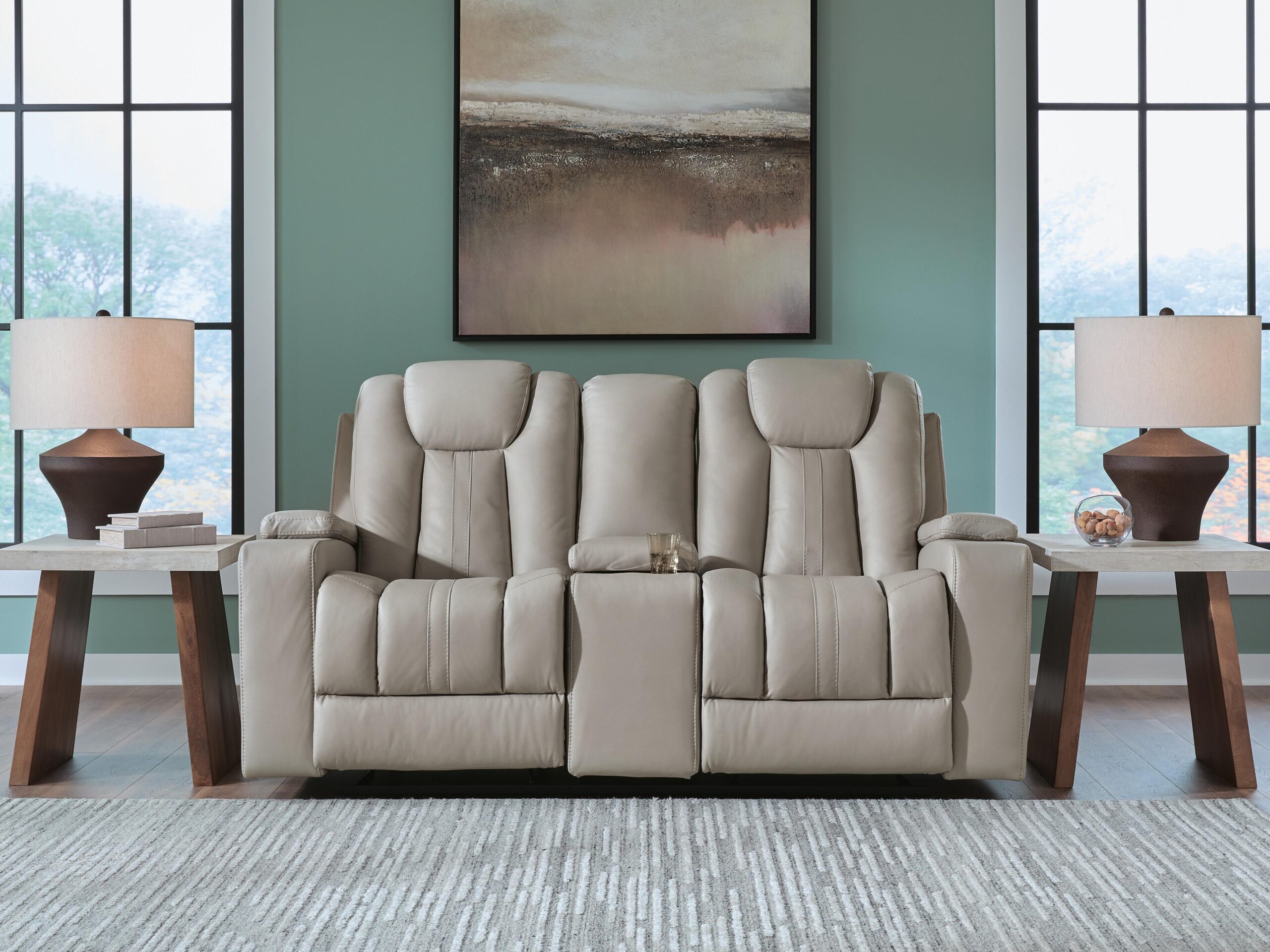 Elevate Edges - Glide Reclining Loveseat With Console - Coin - Image 2