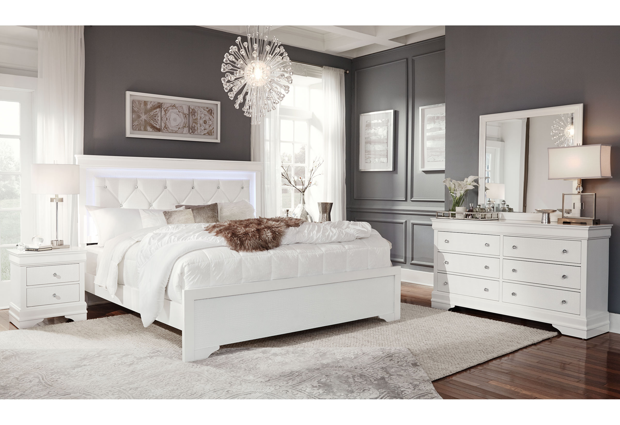 Pompei - Croc Nightstand - Metallic White - Image 3