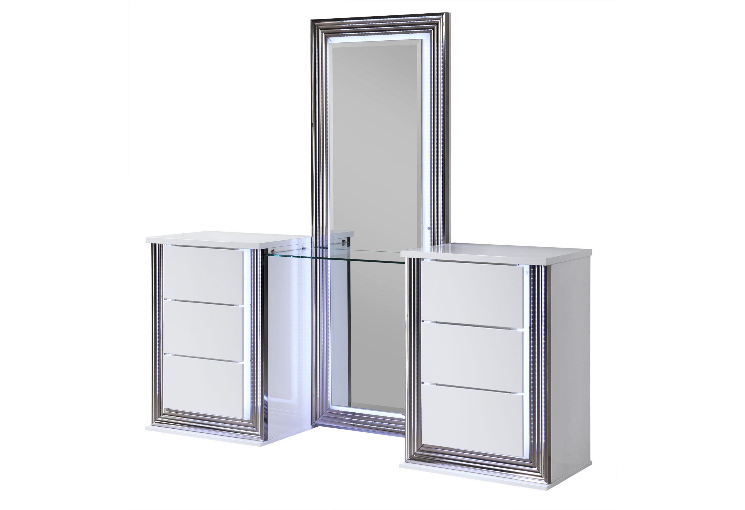 Ylime - LAF Vanity Dresser With LED - Smooth White - Image 3