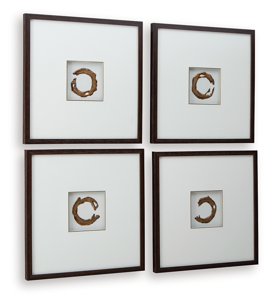 Dallbourne - Wall Art Set (Set of 4) - White / Gold Finish - Image 3