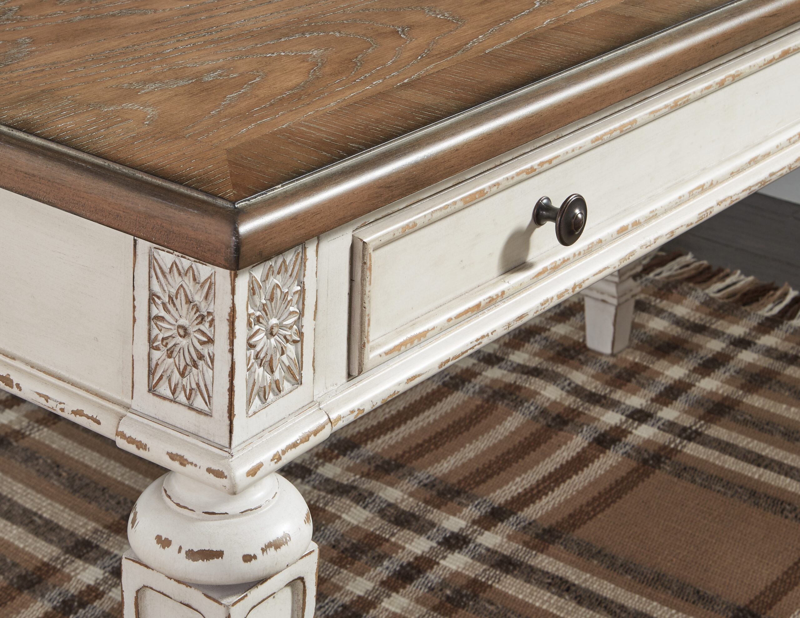 Realyn - Home Office L Shaped Desk - White / Brown - Image 7