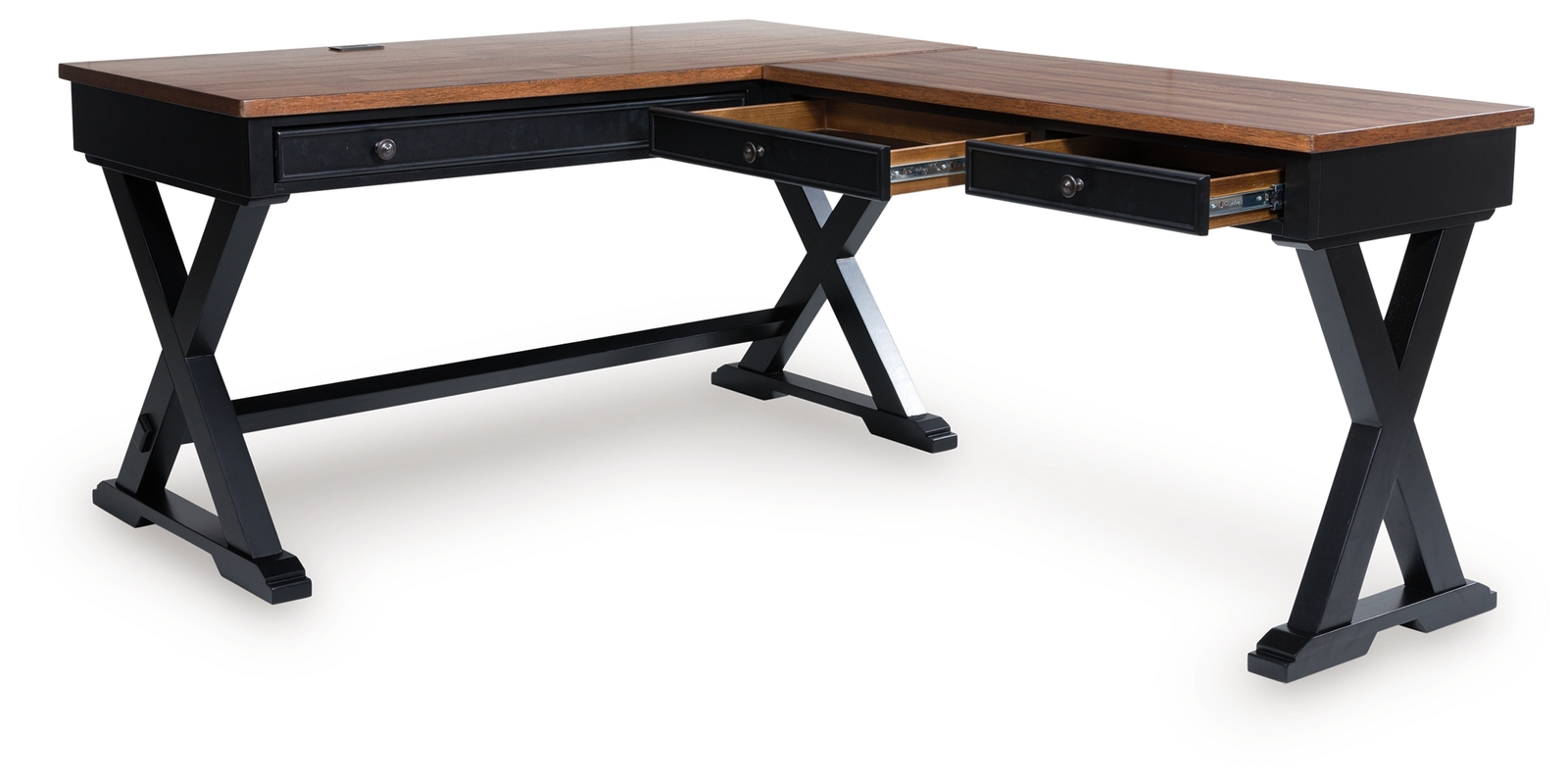 Wildenauer - Home Office Desk And Return - Brown / Black - Image 3