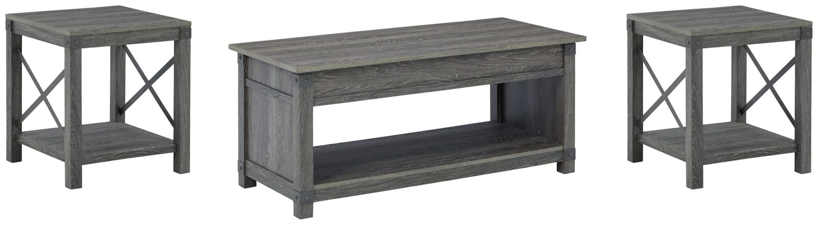 Freedan - 3 Pc. - Coffee Table, 2 End Tables - Grayish Brown