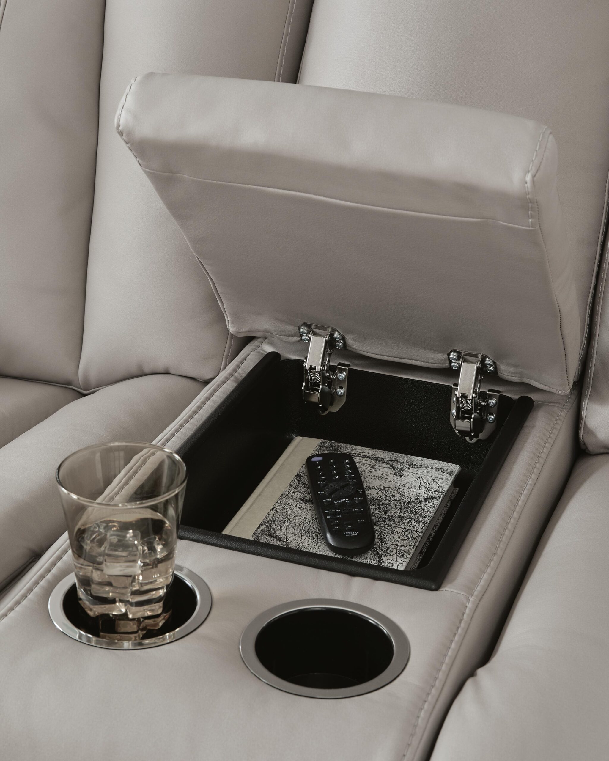 Elevate Edges - Glide Reclining Loveseat With Console - Coin - Image 6